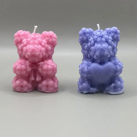 Romantische kaarsenset met teddyberen, ideaal als cadeau of decoratie