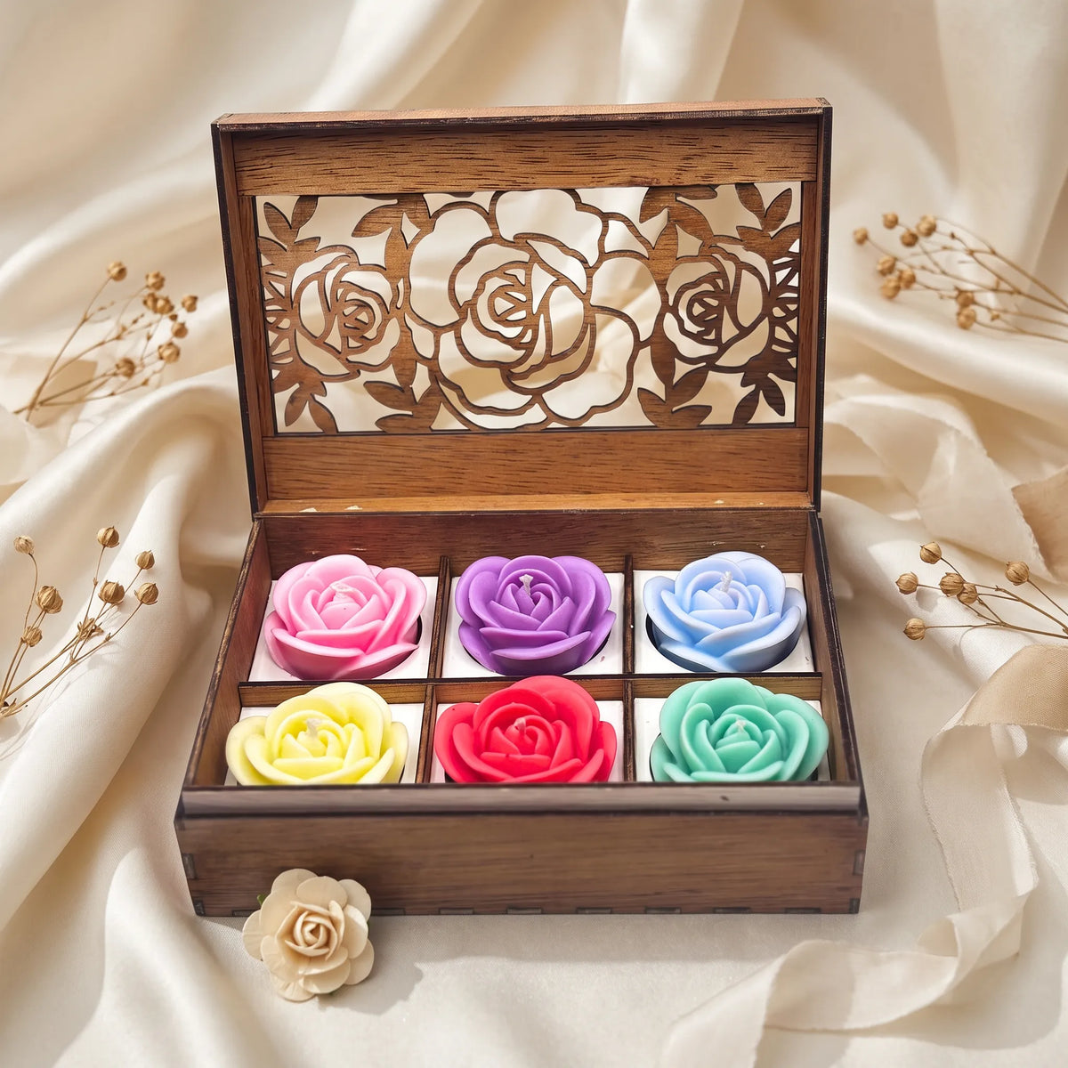Roses Cadeauset – 6 Handgemaakte Rozenkaarsen